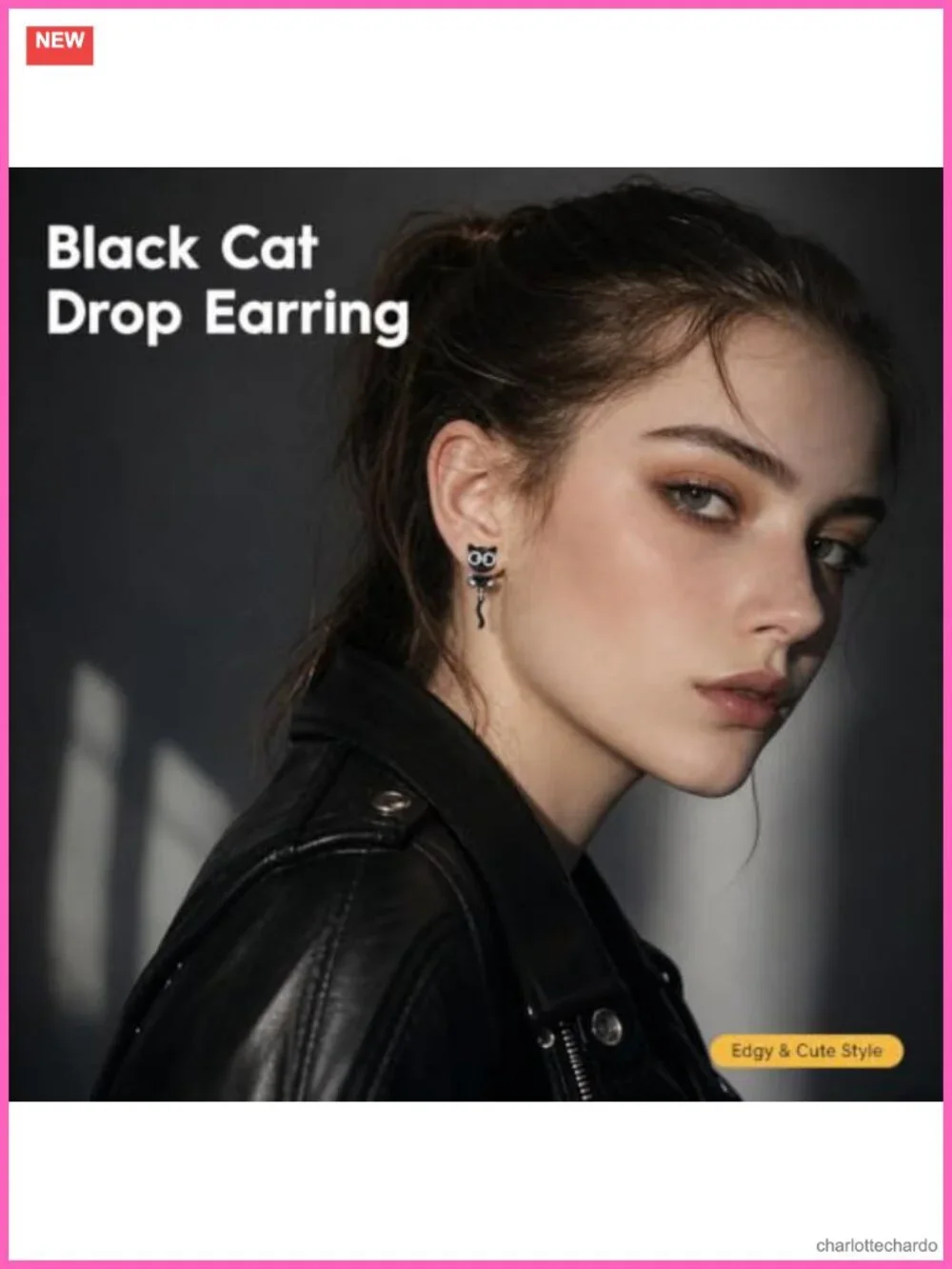 Black Cat Stud Earrings Stainless Steel Halloween Cute Cat Paw Jewelry